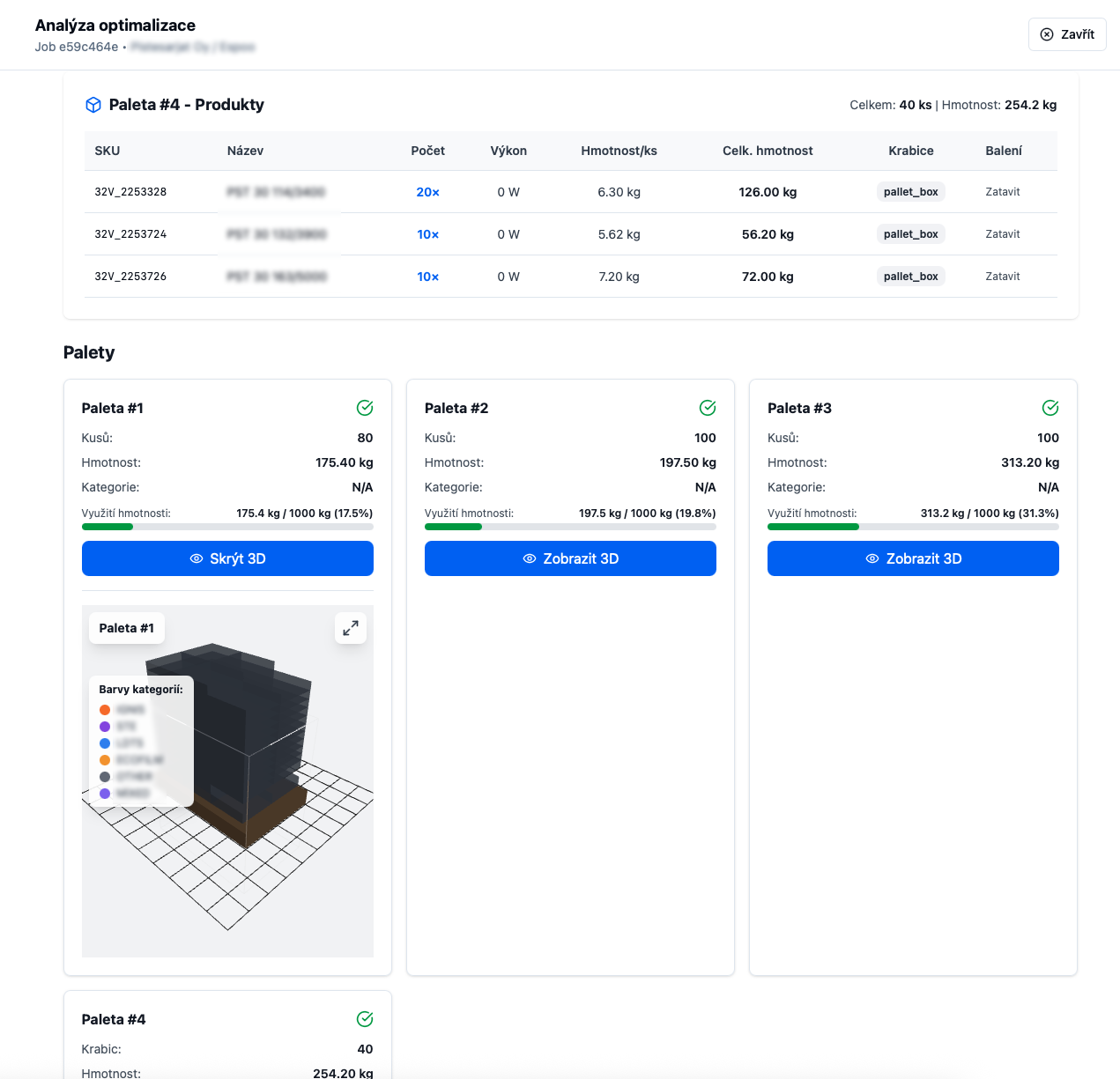 Visual verification of the pallet layout. — TONDA
